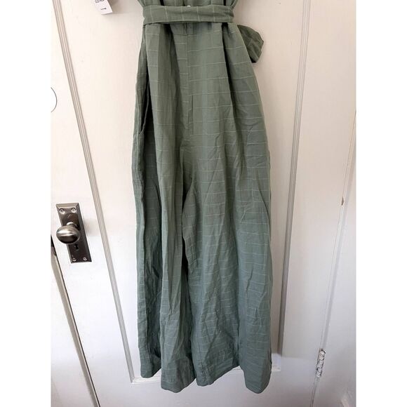 NWT HarperSage Harper Terra Jumpsuit Green Flutter Sleeve Tie Waist Size Large - Picture 9 of 14